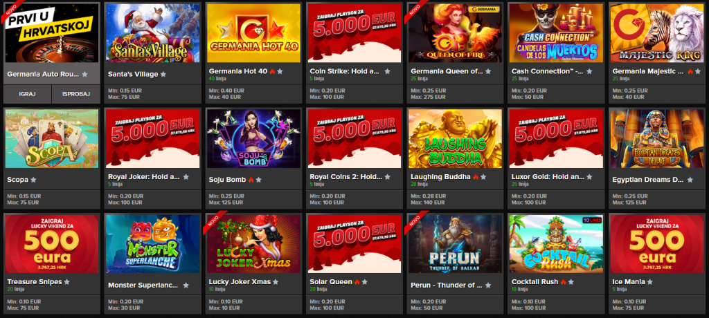 COLLECTION OF GAMES IN CASINO GERMANIA