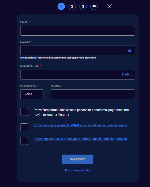 Registration and login to the system